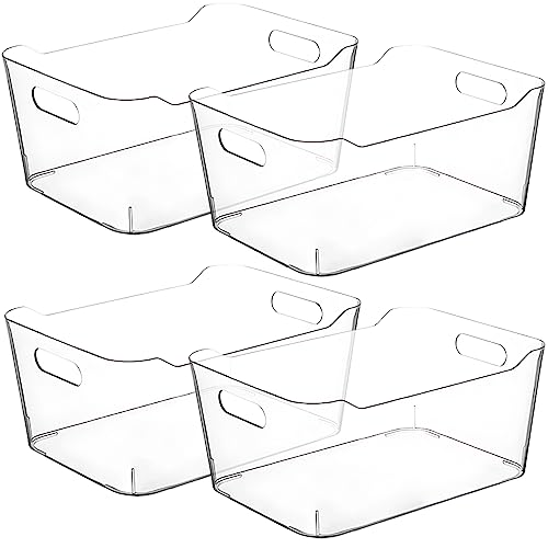 Clear Storage Bins, Pantry Organizers and Storage Containers Fridge Organizer Bins Kitchen Organization Cabinet Organizer Bin for organizing Cleaning Supplies Home Kitchen Refrigerator Containers - size: Medium
