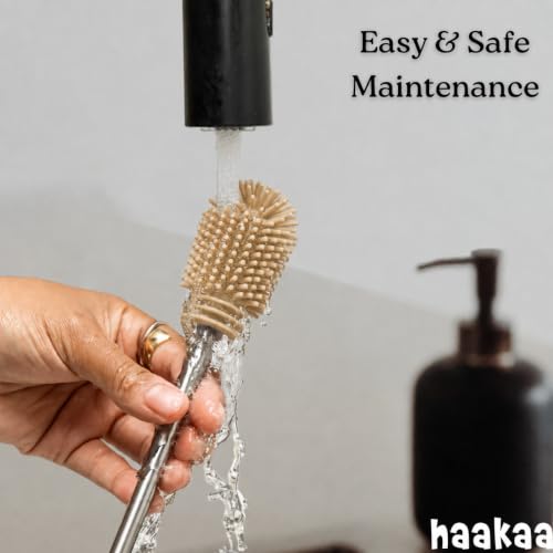 Haakaa Silicone Cleaning Brush Kit – Household Cleaning Brushes for Bottles and Crevices – Food-Grade Silicone: Dishwasher Safe (Brush-Champagne) - color: Brush-champagne