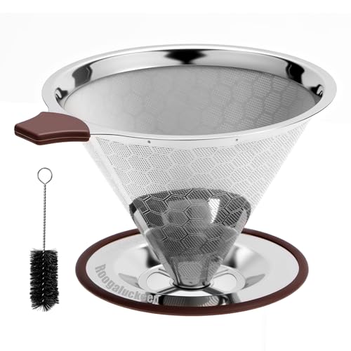 Pour Over Coffee Dripper, Stainless Steel Coffee Filter, Paperless Reusable Coffee Filter, Metal 600 Mesh Strainer Coffee Maker Single Cup Brewer (1-4 Cups) - size: 1-4 Cups
