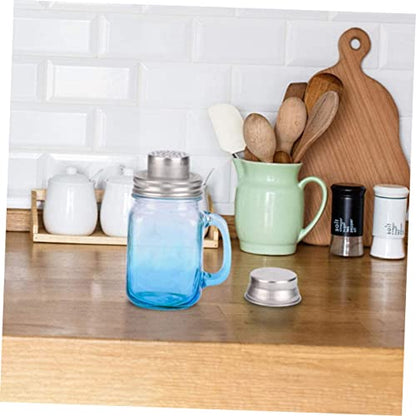 304 Stainless Steel Mason Jar Lid Wear-Resistant Cocktail Shaker Cover No-Leak Design for Home Use and Seasoning Storage Compact Jar Covers for Salt Pepper and Spices