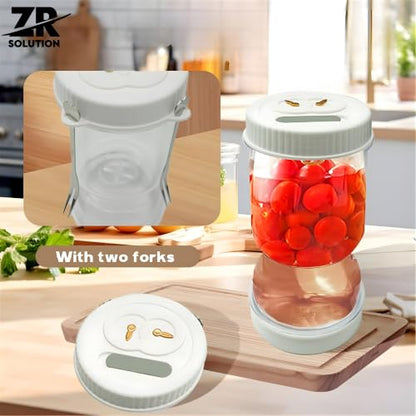 Pickle Jar with Strainer Flip, Airtight Pickle Container with Juice Separator, Fourth Generation Flip Drain Food Storage Jar for Pickles, Kimchi, Olives, Jalapenos, Fruits & Snacks