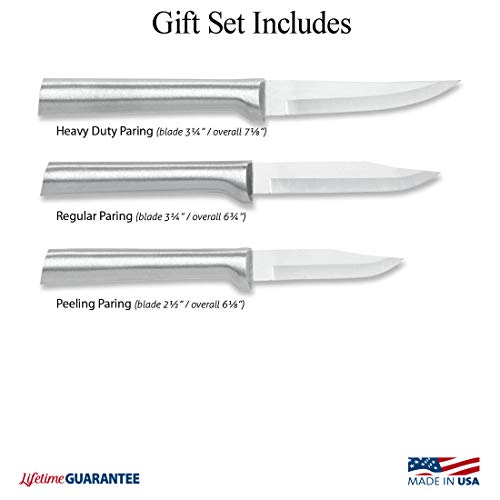 Rada Cutlery Paring Knife Galore Gift Set (S01), 3-Piece Knife Set, Stainless Steel Blades, Sliver Handle - color: Silver