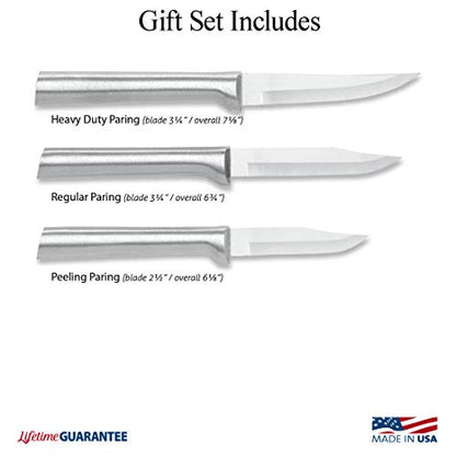 Rada Cutlery Paring Knife Galore Gift Set (S01), 3-Piece Knife Set, Stainless Steel Blades, Sliver Handle - color: Silver