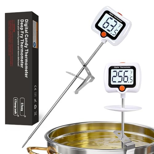 Candy Thermometer for Candy Making with Pot Clip,Best Instant Read Thermometer Digital for Cooking, Baking, Candy and Cheese Making – 10 Inch Probe, Large Rotating LCD Display, Essential Baking Tool - color: Candy Deep Fry Thermometer