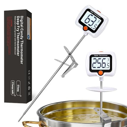 Candy Thermometer for Candy Making with Pot Clip,Best Instant Read Thermometer Digital for Cooking, Baking, Candy and Cheese Making – 10 Inch Probe, Large Rotating LCD Display, Essential Baking Tool - color: Candy Deep Fry Thermometer