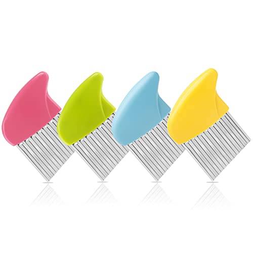 Luomorgo 4 Pack Stainless Steel Potato Crinkle Cutter | Carrot Wavy Knife, French Fry Slicer, Vegetable Wavy Chopper Knife, Green & Pink & Blue & Yellow - color: Green & Pink & Blue & Yellow