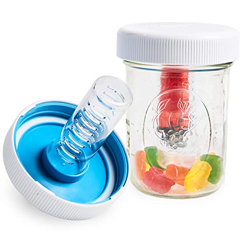 Masontops Jar Safe - Child Proof Herb Container - 2PK - Airtight Storage - Wide Mouth Jar Lock - Stash Bottle Locker - color: Blazin' Blue/Cloud White, size: Wide Mouth