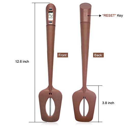 Efeng Candy Spatula with Thermometer Built in and Pot Clip – Fast Instant Read Digital Spatula Thermometer for Candy Making,Chocolate,jams,syrups with BPA Free Silicon Spatula - color: Chocolate
