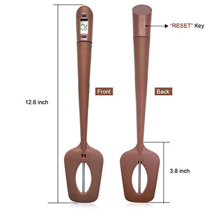 Efeng Candy Spatula with Thermometer Built in and Pot Clip – Fast Instant Read Digital Spatula Thermometer for Candy Making,Chocolate,jams,syrups with BPA Free Silicon Spatula - color: Chocolate