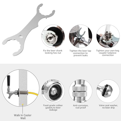 3" Shank Stainless Steel Core Beer Faucet 1/4" Barb Draft Beer Faucet Beer Shank Chrome Plated Tap for Homebrew Kegerator Parts with Spanner Wrench Hose Clamp Tap Brush - size: 3" Shank