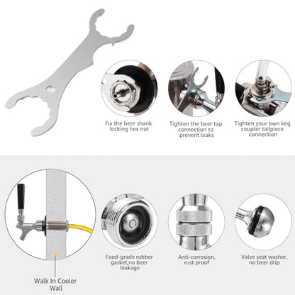 3" Shank Stainless Steel Core Beer Faucet 1/4" Barb Draft Beer Faucet Beer Shank Chrome Plated Tap for Homebrew Kegerator Parts with Spanner Wrench Hose Clamp Tap Brush - size: 3" Shank