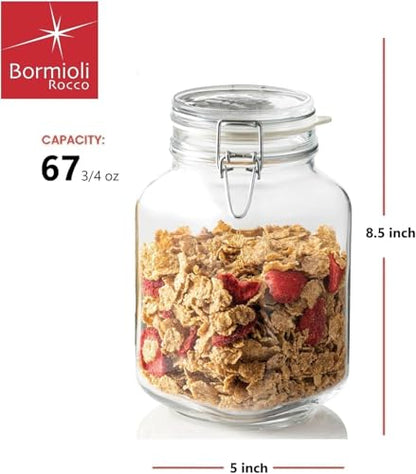 Bormioli Rocco 149240M02121197 Fido Glass Canning Jar Italian 67¾ oz-2 Liter (2 Pack), (Pack of 2), Clear - size: 67.75 oz