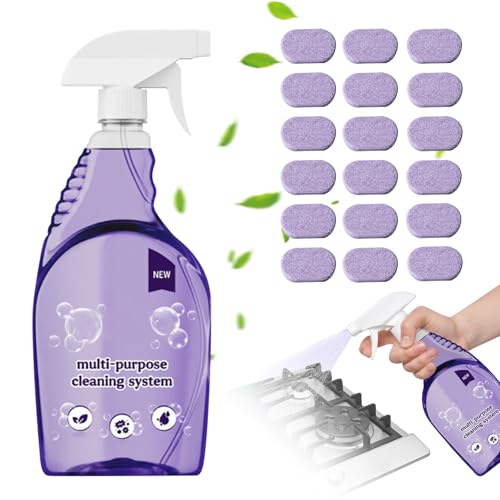 Clean Spray Cleaner for Ovens, All-Purpose Cleaning Spray, Multi-Surface Cleaner for Households, Instant Stain Removal (1 Bottle+18 Pcs Concentrated Cleaning Tablets)