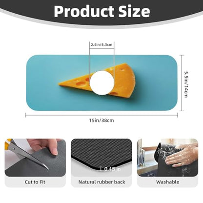 Sink Faucet Mat Cheese Kitchen Splash Guard Absorbent Bathroom Sink Mat Around Faucet 15" x 5.5" Drying Mats Stone Draining Mat