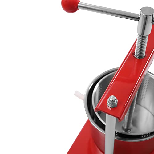 Manual Fruit Press Juicer,Stainless Steel Fruit Wine Press Machines with Base and T-Shaped Handle,for Vegetable Wine Olive Oil Honey Herb(6L/1.6gal) - size: 6L/1.6gal