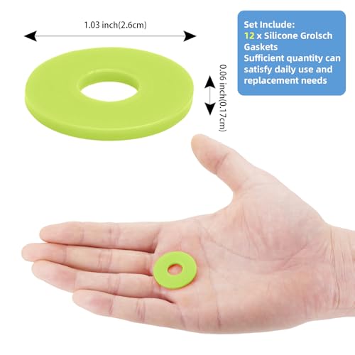 12Dopamine color Silicone Gaskets Washers Seals for Cap Swing Flip Top Bottle for Home Brew Beer Soda Bottle Sealing(flat,no cover) (Lime Green) - color: Lime Green