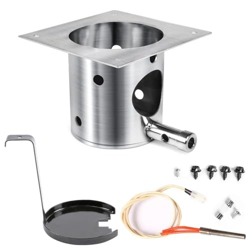 QuliMetal 304 Stainless Steel Fire Burn Pot & Hot Rod Ignitor Kit – Replacement Parts for Traeger & Pit Boss Wood Pellet Grill Smoker, Durable Fire Pot with Ash Remover, Screws and Fuse, Easy Install - size: L1 Fire Burn Pot + Hot Rod Ignitor