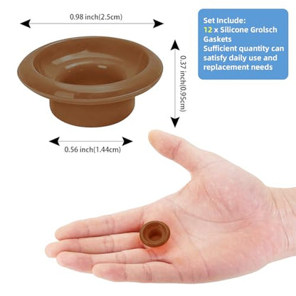 12PCs Dopamine color Silicone Gaskets Washers Seals for Cap Swing Flip Top Bottle-Red for Home Brew Beer Soda Bottle Sealing (Walnut Brown) - color: Walnut Brown
