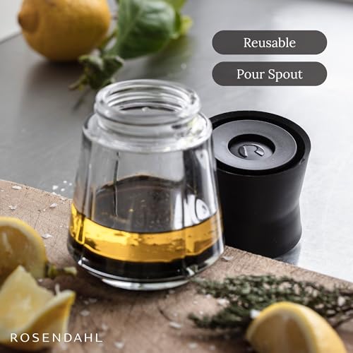 Rosendahl Grand Cru 8.5 Oz Dressing Shaker - Elegant Black Glass Container with Push-Button Lid, 360-Degree Spout for Easy Pouring, Leak-Proof, Multifunctional Kitchen Essential for Homemade Dressings - size: 9.1x9.1x15.1