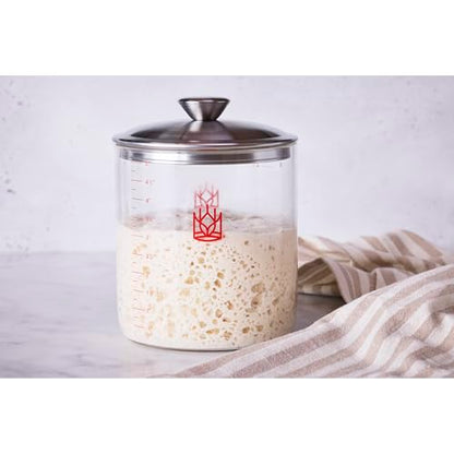 King Arthur Baking Company Glass Sourdough Crock with Lid, 1.5-Quart Capacity - size: 1.5-Quart Capacity, Glass