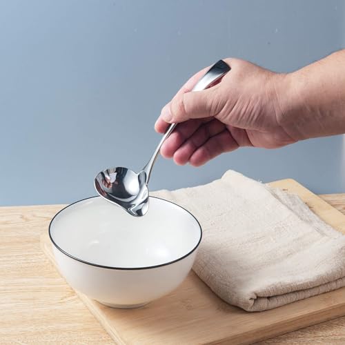 IMEEA 2-Piece Small Ladle Set, 7" Drizzle Spoon with Pour Spout 7.6" Serving Ladle, 18/10 Stainless Steel for Gravy, Sauces & Dressing - size: 1 x Soup Spoon + 1 x Drizzle Spoon