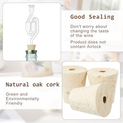 Ziliny 6 Pcs Bubble Airlock Set Include 2 Tapered Cork Stoppers 2 Drilled Fermentation Corks and 2 Twin Bubble Airlock for Most 3 5 6 Gallon Glass Carboy Wood Wine Bottle Stoppers for Home Brewing