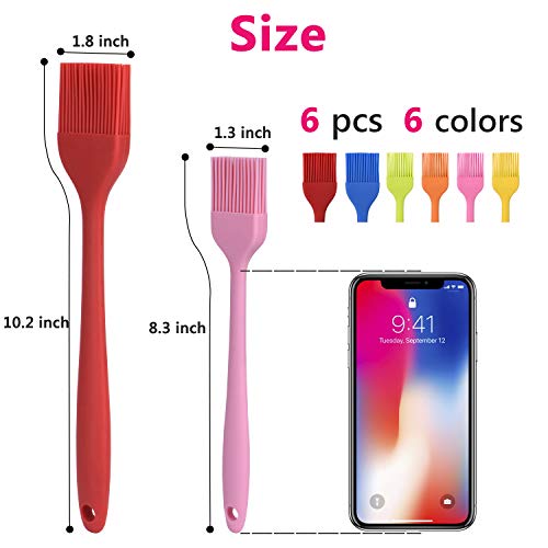 Hhyn Silicone Basting Brush Set 6 Pack Heat Resistant Pastry Brushes Spread Oil Butter Sauce for BBQ Grill Barbeque Kitchen Baking Cooking Pastries, 2 Large & 4 Small - color: 6 Pcs Multicolor