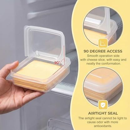 Sliced Cheese Container for Fridge Clear Plastic Flip Lid Cheese Slice Storage Box Refrigerator Organizer for Food Grated Cheese Singles Convenient Holder Keeps Cheese Fresh Longer