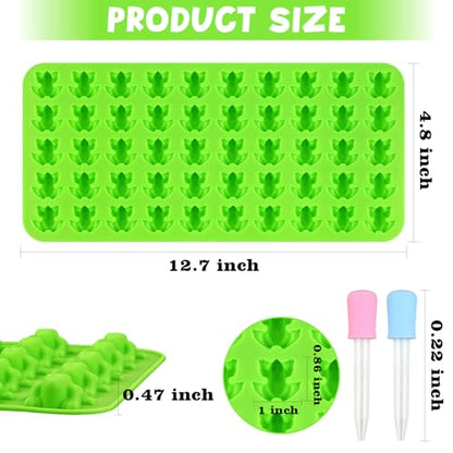 Sakolla Mini Frog Candy Molds, 100 Cavities Silicone Molds for Chocolate, Gummy, and Mints, Set of 2 with 2 Droppers (Green) - color: Mini Frog/Green