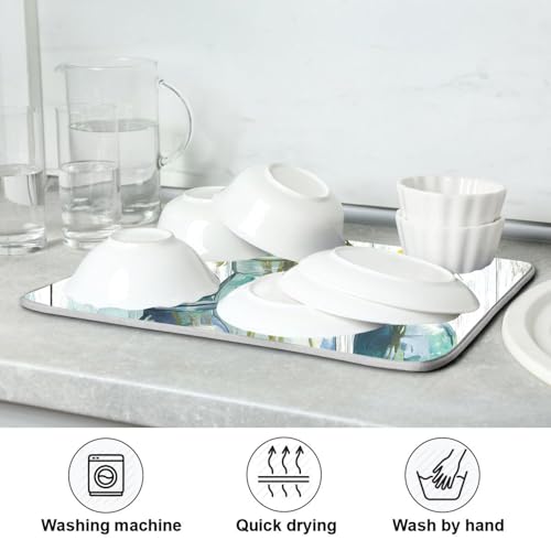 Rustic Daisy Flower Mason Jars Dish Drying Mat 16 x 18 Inch Kitchen Counter Mat Absorbent Dishes Rack Pad for Countertops Sinks Draining Mats - size: 18" x 16"