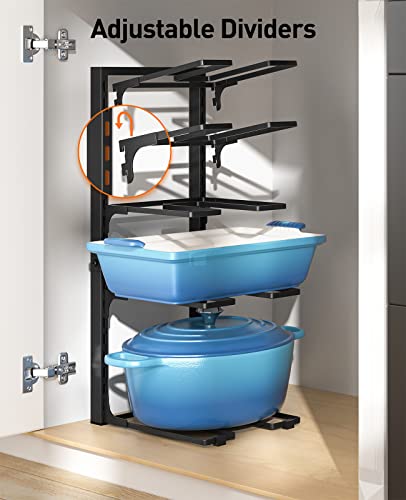 ORDORA Pots and Pans Organizer: under Cabinet, 20.8" Height Heavy Duty 120LBS Pots Pans Organizer Rack for under Cabinet 8-Tier Adjustable for Big Stockpots, Dutch Oven, Cast-iron Pans, Heavy Cookware - style: L-21"H-HeavyDuty