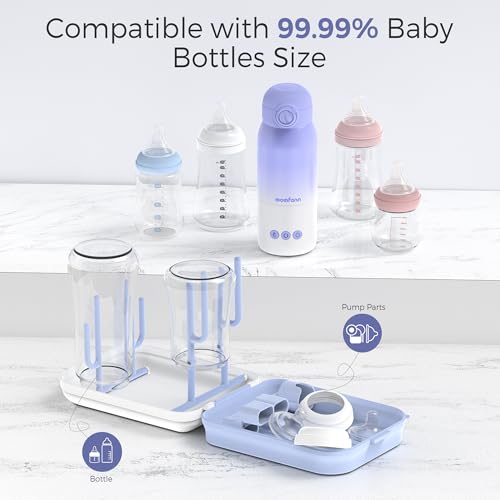 Baby Bottle Brush Set,8 in 1 Magnetic Design Cleaner Bottle Brush Kit with Silicone Brush,Drying Rack for Baby Bottle, Breast Pumps,Nipples - Home&Travel Gift for New Parents
