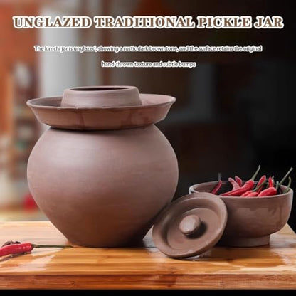 Unglazed Clay Fermentation Jar, Double Lid Design Sealed Pickling Crock, Classic Traditional Water Seal, Pickled Cucumbers and Beans(6.5kg/22.93oz) - size: 6.5kg/22.93oz