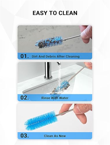 SARDVISA Flexible Long Drain Brush Tool with Large Double Elastic Nylon Ends, Stainless Steel Tube Cleaner Brush for Kitchen, Sink, Drain Pipe, and Long Pipe Cleaning, 2 Straw Cleaning Brushes - size: Large clean brush