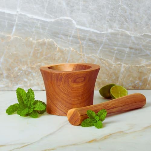 Olive Wood Mortar Pestle, Small, 5 Inch Wide