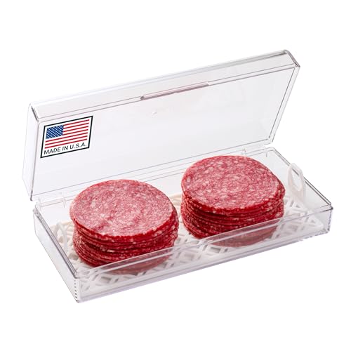 Pikanty Deli Meat Container for Refrigerator with Removable Tray - Airtight Keeper for Cold Cuts, Sliced Cheese, Ham, Turkey, Salami and Pepperoni, Hinged Lid, Dishwasher Safe, Made in USA - style: Deli Storage Container