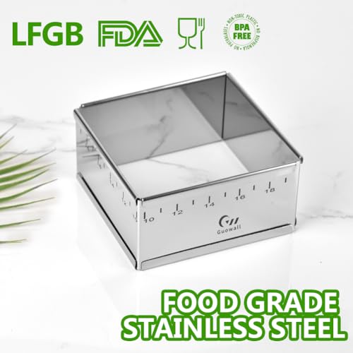 Stainless Steel Extensible Cake Ring Detachable Square Cake Mold Mousse Ring Nonstick Cheesecake Mould Pastry Shaping for Baking - 4.2 × 4.2 × 2 inch - size: (4.2-7.8) × (4.2-7.8) × 2 in