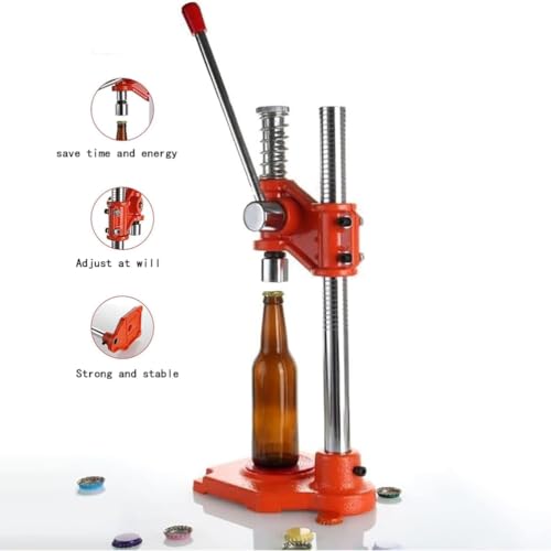 Manual Beer Capping Machine, Bottle Cap Pressing Machine with 26Mm Round Bottles Caps, High-Efficiency Capping and Adjustable Height Design, No Need Electricity for Homebrew Beer and Soft Drinks,M - size: Medium
