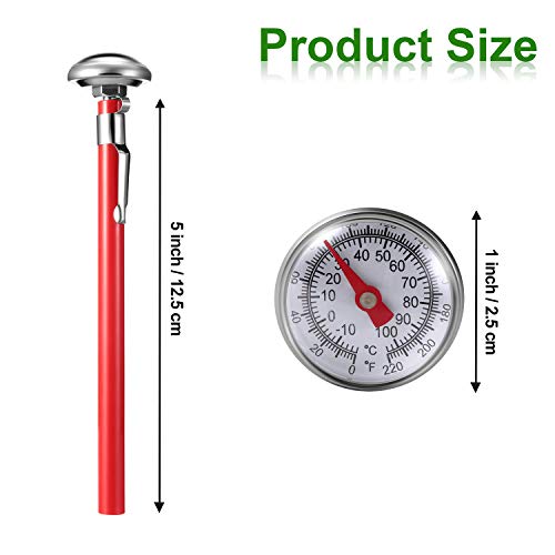 Frienda 3 Pcs Instant Read 1 Inch Dial Food Thermometer Pocket Kitchen Thermometer with 3 Pcs Calibration Sleeves for Meat Food Cooking Coffee Drinks Chocolate Milk Foam