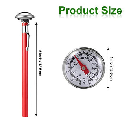 Frienda 3 Pcs Instant Read 1 Inch Dial Food Thermometer Pocket Kitchen Thermometer with 3 Pcs Calibration Sleeves for Meat Food Cooking Coffee Drinks Chocolate Milk Foam