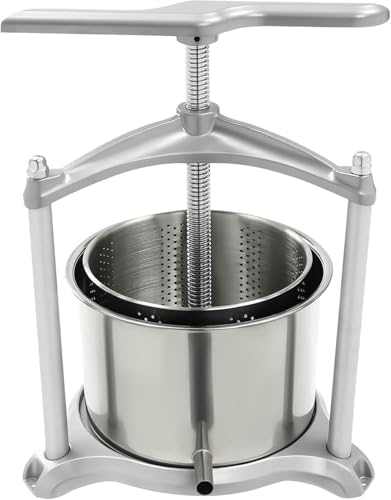 Fruit Wine Press 3L / 6L Manual Wine Press Fruit Cider Grinder Dual Stainless Steel Barrels, Manual Press Machine with T-Handle, for Cider Cheese Herb Vegetables~/