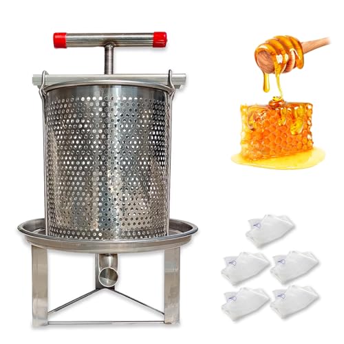 Honey Extractor Manual, Household Manual Mesh Honey Press Extractor Machine, Honey Extractor Beekeeping Manual Tool, Stainless Steel Beekeeping Extraction for Wine Honey and Juice Making