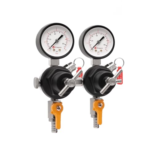 Kegco Secondary Regulator, Double Gauge, Black
