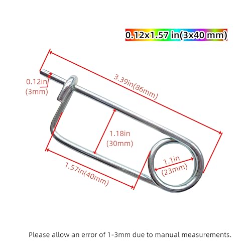 Steel Brooch Shape Open Safety pin Spring pin, Quick Lock line Lock pin Locking Fasteners for Farm Lawn Garden Hooks (0.12x1.57 in(3x40 mm)-8Pcs) - size: 0.12x1.57 in(3x40 mm)-8Pcs
