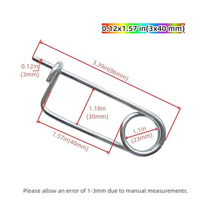 Steel Brooch Shape Open Safety pin Spring pin, Quick Lock line Lock pin Locking Fasteners for Farm Lawn Garden Hooks (0.12x1.57 in(3x40 mm)-8Pcs) - size: 0.12x1.57 in(3x40 mm)-8Pcs