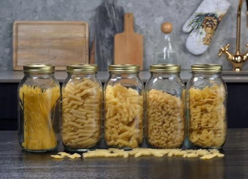 64 oz Mason Jars, Wide Mouth Half Gallon Canning Jars with Lids and Rings, 6-Pack Extra Large Glass Jars for Home Canning and Pantry Storage