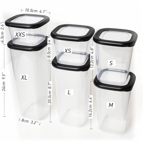 ionEgg Plastic Food Storage Containers with Lids Includes Labels, Stackable Kitchen Pantry Organizer for Dry Food, Snacks, Pasta and Meal Prep, Set of 6