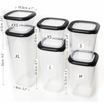 ionEgg Plastic Food Storage Containers with Lids Includes Labels, Stackable Kitchen Pantry Organizer for Dry Food, Snacks, Pasta and Meal Prep, Set of 6