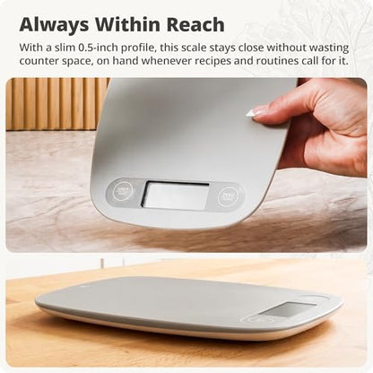Greater Goods Food Scale – Digital Kitchen Scale, 1g Precision, Easy-Tare & Quick Conversion, Slim Compact Design, Durable & Portable | Ideal for Cooking, Baking & Meal Prep (Ash Gray) - color: Ash Gray