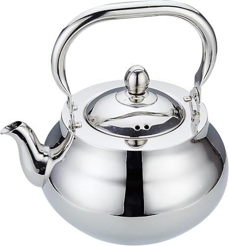 SANQIAHOME Stainless Steel Teapot With Removeable Infuser 71 oz (2000ml) Thickened Mirror Polished Stovetop Tea Maker for Herbal and Infusion - color: Silver(J), size: 2000ml